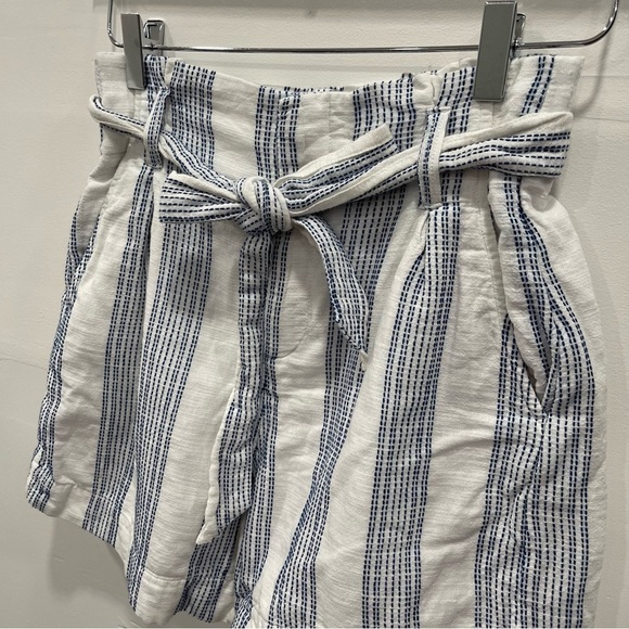 H&M Paper-Bag Waist Cotton Stripe Shorts High Waist Summer Size 2 - Picture 4 of 10